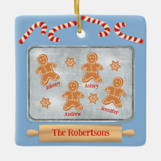 Ornement En Céramique Gingerbread Cookies Famille de quatre (Devant)