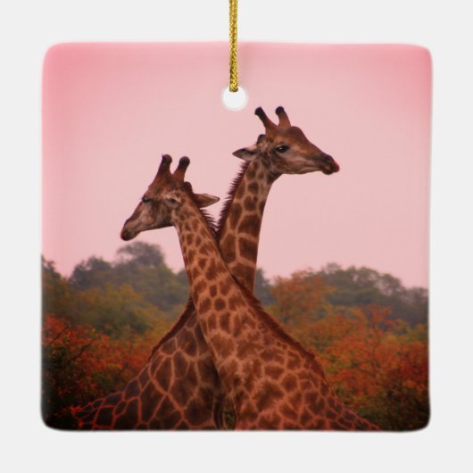 Ornement En Céramique Girafe au ciel rose (Dos)