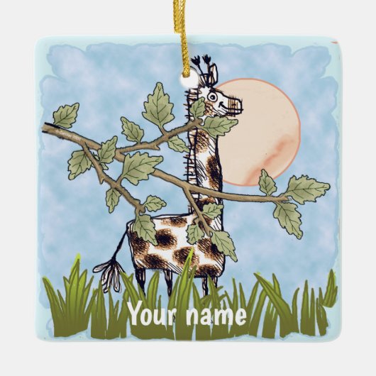 Ornement En Céramique Girafe qui se cache (Devant)