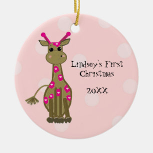 Ornement En Céramique Giraffe Baby First Christmas