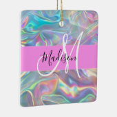 Ornement En Céramique Girl Rainbow Holographic Iridescente Monogramme No (Droite)