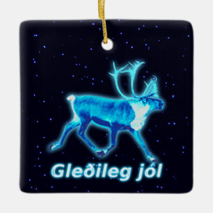 Ornement En Céramique Gleðileg Jól - Caribou bleu (rennes)