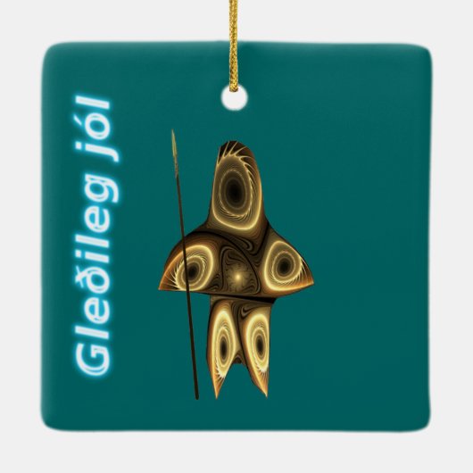 Ornement En Céramique Gleðileg jól - Chasseur inuit fragile (Dos)