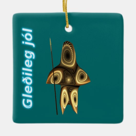 Ornement En Céramique Gleðileg jól - Chasseur inuit fragile (Devant)