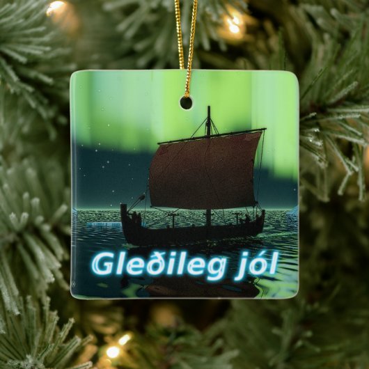 Ornement En Céramique Gleðileg Jól - Viking Ship (Arbre)
