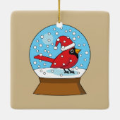 Ornement En Céramique Globe des neiges avec cardinal rouge mignon (Dos)