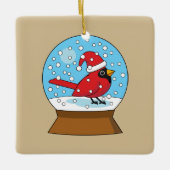 Ornement En Céramique Globe des neiges avec cardinal rouge mignon (Devant)