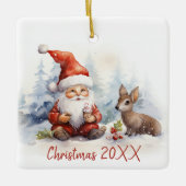 Ornement En Céramique Gnome de Noël avec un visage (Devant)