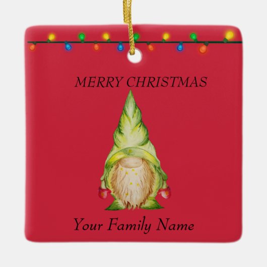 Ornement En Céramique Gnomes rouges de Noël (Devant)