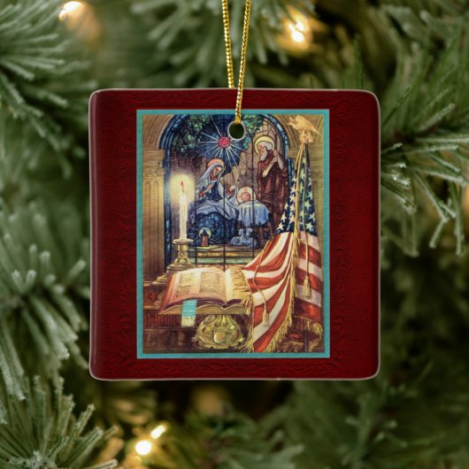 Ornement En Céramique God and Country Patriotic Christmas (Arbre)