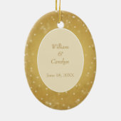 Ornement En Céramique Gold Bokeh Star Frame Premier Mariage de Noël (Dos)