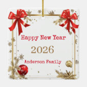 Ornement En Céramique Gold Frame with custom Photo Family new year 2026 (Dos)