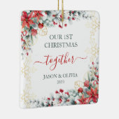 Ornement En Céramique Gold Holly Verdure Floral 1er Noël Ensemble (Droite)