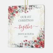 Ornement En Céramique Gold Holly Verdure Floral 1er Noël Ensemble (Gauche)