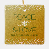 Ornement En Céramique Gold Parties scintillant Snowflake Paix Joie Amour (Devant)