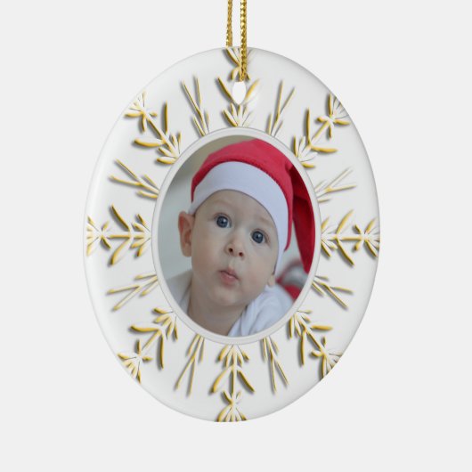 Ornement En Céramique Gold Snowflake 1ère photo de Noël pour bébé (Droite)
