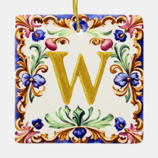 Ornement En Céramique Golden Alphabet – Letter W