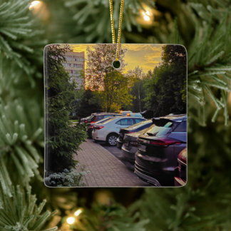 Ornement En Céramique Golden Dusk City Ornament – Customizable