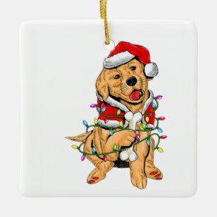 Ornement En Céramique golden labrador rétracteur lumière de noël