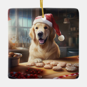 Ornement En Céramique Golden Retriever Christmas Cookies Festive Festive