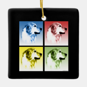 Ornement En Céramique Golden Retriever Pop