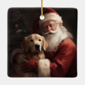 Ornement En Céramique Golden Retriever with Santa Clause Christmas (Dos)