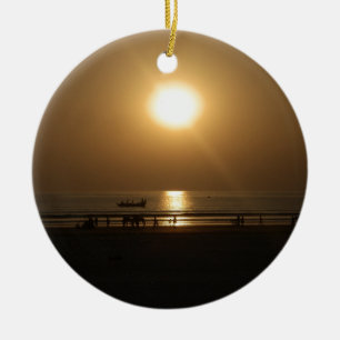Ornement En Céramique Golden Summer Sunset Réflexion sur la plage