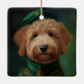 Ornement En Céramique Goldendoodle Chien en robe de la Saint-Patrick (Dos)