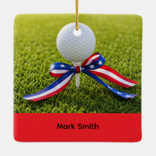 Ornement En Céramique GOLF Joyeux 4 juillet pour golfeur
