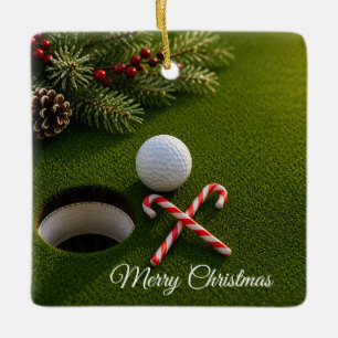 Ornement En Céramique Golf Noël Vacances avec balle de golf pour golfeur
