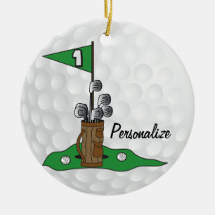 Ornement En Céramique Golf 🏌️ ♀️ sur le vert Personnalise