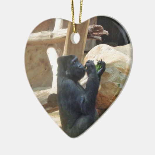 Ornement En Céramique Gorille mangeant son déjeuner, Animal, Faune, Ape (Gauche)