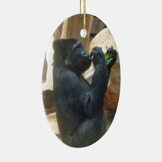 Ornement En Céramique Gorille mangeant son déjeuner, Animal, Faune, Ape (Droite)