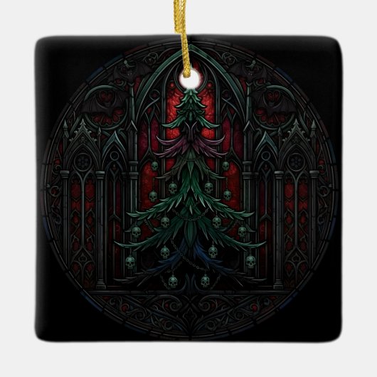Ornement En Céramique Gothic Christmas Tree Skulls (Devant)