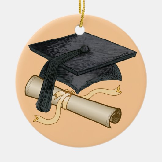 Ornement En Céramique Graduation Cap Diploma (Devant)