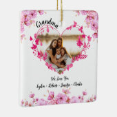 Ornement En Céramique Grand coeur de fleurs | Nom et photo des petits en (Droite)