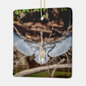 Ornement En Céramique Grand Héron Bleu sur un log (Gauche)