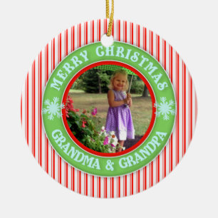 Ornement En Céramique Grand-maman de Joyeux Noël et photo datée de