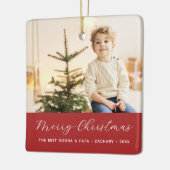 Ornement En Céramique Grand-parent Calligraphie Joyeux Noël Photo (Gauche)