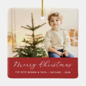 Ornement En Céramique Grand-parent Calligraphie Joyeux Noël Photo (Dos)