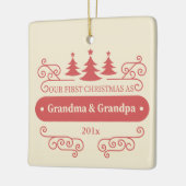 Ornement En Céramique Grand-parents Premier Carré de Noël (Gauche)