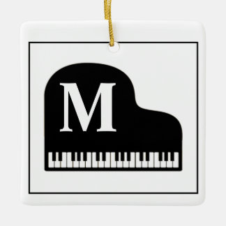 Ornement En Céramique Grand Piano Monogram Pianiste noir et blanc