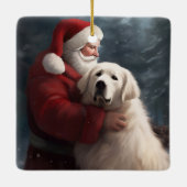 Ornement En Céramique Grands Pyrénées avec Noël Festif du Père Noël (Dos)