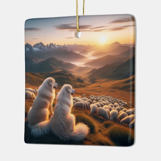 Ornement En Céramique Grands Pyrénées Début de la journée (Gauche)