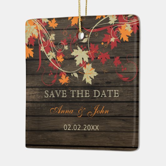 Ornement En Céramique Grange Bois Rustique Orange Automne Enregistrer La (Gauche)