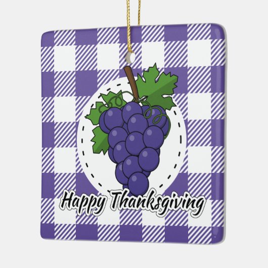 Ornement En Céramique Grape on Violet Plaid (Gauche)