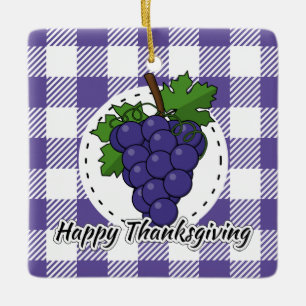Ornement En Céramique Grape on Violet Plaid