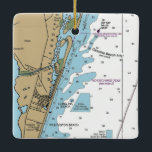 Ornement En Céramique Graphique CN de Carolina Beach<br><div class="desc">Carolina Beach Carolina ornement de Noël en Caroline du Nord réalisé avec la carte nautique NOAA.</div>