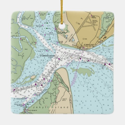 Ornement En Céramique Graphique de Jekyll Island Florida (Dos)