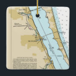 Ornement En Céramique Graphique de Melbourne en Floride<br><div class="desc">Melbourne Florida et Melbourne Beach FL ornement de Noël réalisé avec la carte nautique NOAA.</div>